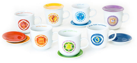 Chakra-Tasse aus Porzellan mit Unterteller - YOGISHOP