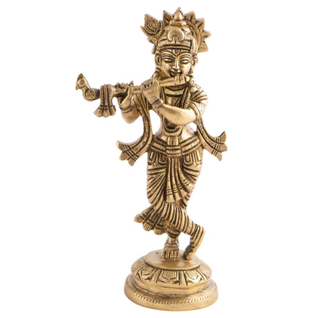 Krishna Figur aus Messing, 18 cm - AYURDEVA