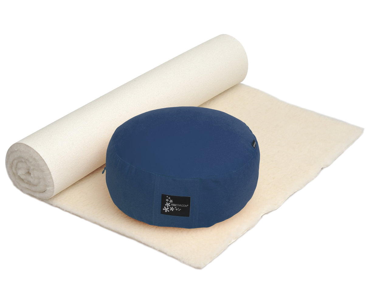 Yoga-Set Comfort Edition - Meditation natur 75 x 180 cm - dunkelblau