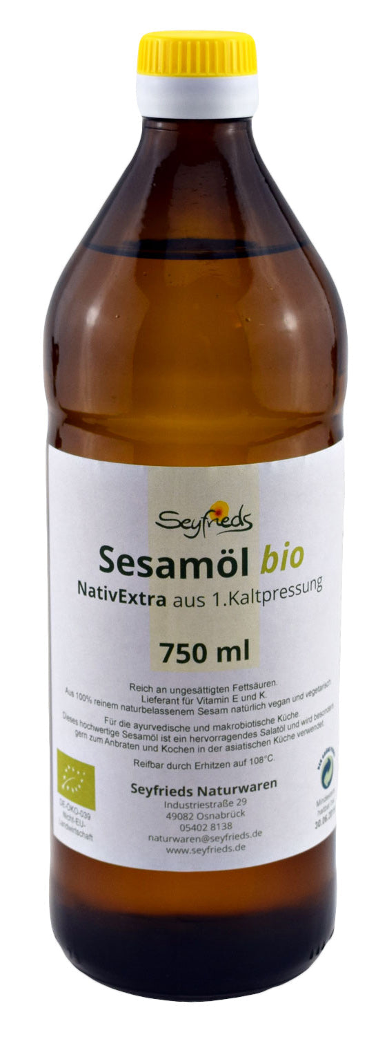 Bio Sesamöl NativExtra, 1. Kaltpressung - ungereift, 750 ml - YOGISHOP