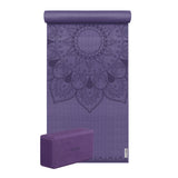 Yoga-Set Starter Edition - harmonic mandala (Yogamatte + 1 Yogablock) - aubergine
