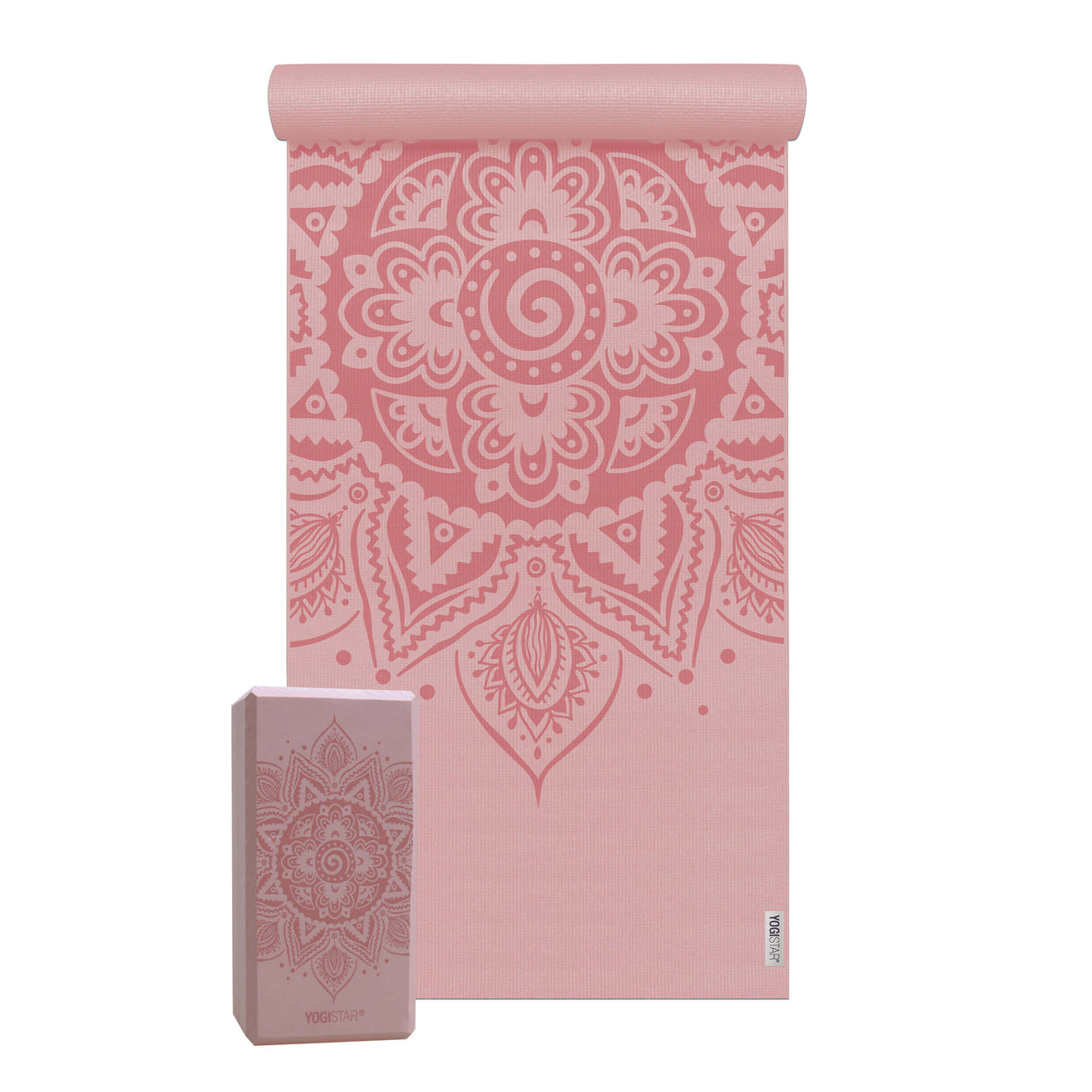 Yoga-Set Starter Edition - spiral mandala (Yogamatte + 1 Yogablock) - velvet rose