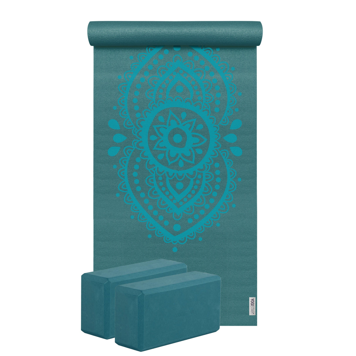 Yoga-Set Starter Edition - ajna chakra (Yogamatte + 2 Yogablöcke) - petrol