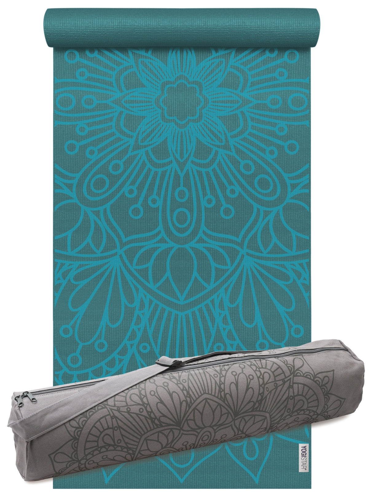 Yoga-Set Starter Edition - lotus mandala (Yogamatte + Yogatasche) - petrol