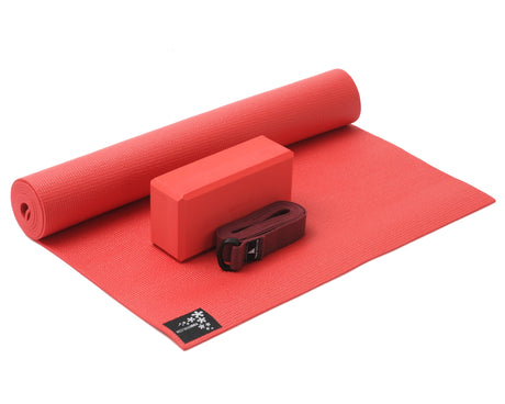 Yoga-Set kick it - one (Yogamatte + Yogablock + Yogagurt) - fire red