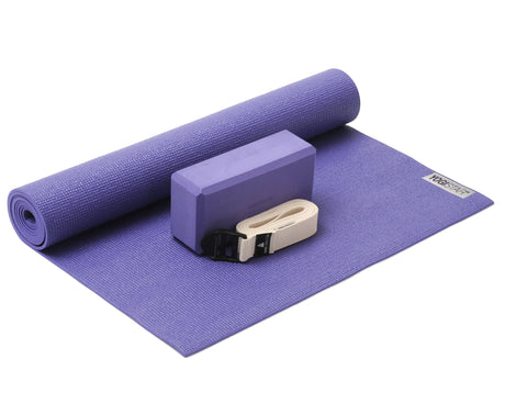 Yoga-Set kick it - one (Yogamatte + Yogablock + Yogagurt) - violet