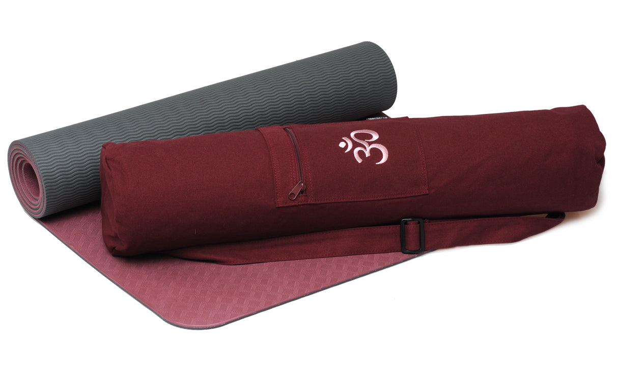 Yoga-Set Starter Edition - comfort (Yogamatte pro + Yogatasche OM) - bordeaux/anthrazit